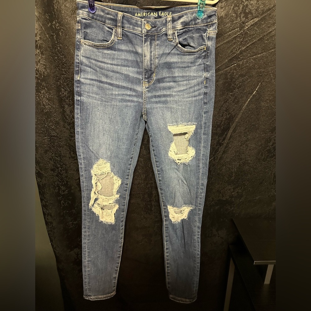 American Eagle Outfitters Ripped Blue Skinny Jeans